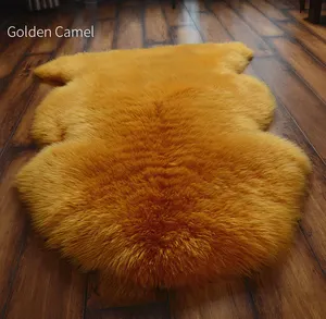 Alfombras de piel de oveja auténtica para decoración del hogar, alfombras de piel de animal real de lujo