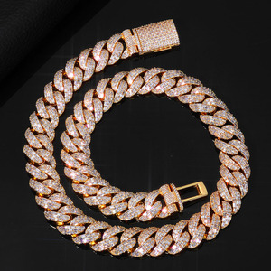 Collar de Cadena de Eslabón Cubano NUOYA de 20mm con Incrustaciones de Circonitas Iced Out y Cierre Desplegable, Diamantes Talla Baguette, Joyería Fina Estilo Hip Hop - Product Image 2