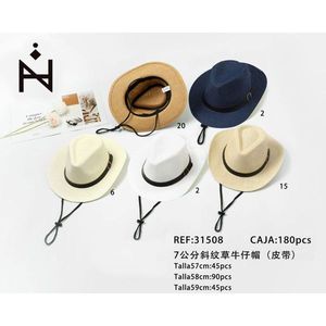 Chapeau de paille Fedora Angelina 57-59cm avec ruban pour usage extérieur - Product Image 3