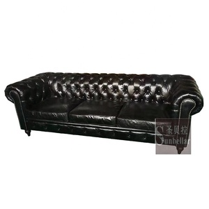 Divano in pelle chesterfield di lusso su misura 3 posti antichi in vera pelle in vera pelle arredo soggiorno divano letto - Product Image 3