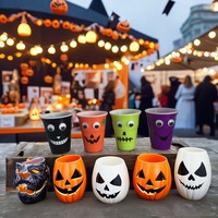 Vente directe d'usine Robuste Monster Purple PP 480ml Tasses de fête avec des expressions drôles pour les boissons de Noël ou d'anniversaire