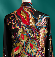 Nouvelle conception Uniforme d'arts martiaux de compétition à manches longues en imitation soie brodée