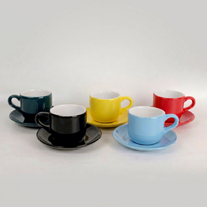 Ensemble de tasses en céramique couleur unie pour restaurant, tasse à thé en céramique, petite tasse à latte au design moderne - Product Image 1