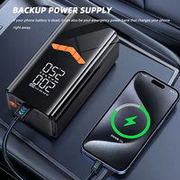 Démarreur de Voiture 10000mAh, Compresseur d'Air Portable pour Pneus de Voiture, Démarreur de Voiture 2000A, Batterie Externe d'Urgence, Pompe à Air