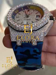 Montre de luxe unisexe en moissanite de qualité export, style hip-hop, entièrement sertie de diamants, avec bracelet en acier inoxydable, disponible en gros - Product Image 3