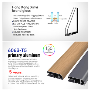 Pintu Lipat Aluminium Bersertifikasi EEHE CE 2.0mm 5+25A+5 Kaca Ganda Thermal Break untuk Patio Villa - Product Image 4