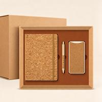 Set Hadiah 4 in 1 Buku Catatan Cork Logo Kustom Youngs, Pulpen, Power Bank, Kabel, Kotak Hadiah Kraft Ramah Lingkungan, Hemat Biaya untuk Perusahaan