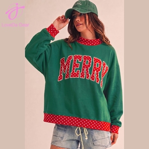 Loveda Factory Custom <strong>Christmas</strong> Style <strong>Women</strong> Winter Fashion Casual Crew Neck Long Sleeve Polka Dot Letter Pullover <strong>Sweatshirt</strong> - Product Image 2