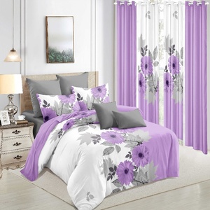 9pcs Modern Bedspread <strong>Set</strong> Microfiber Fabric <strong>Bedding</strong> Includes 1 Bedspread 2 Pillowcases 6 Curtains - Product Image 3