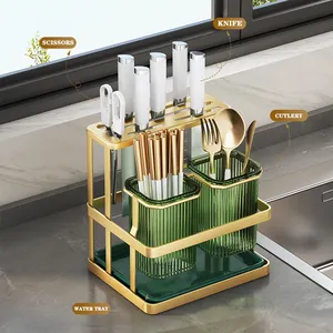 Estante de almacenamiento de cocina de nuevo estilo, soporte organizador para cuchillos, caja de palillos, estante para cubiertos, estante para cuchillos de cocina montado en la pared