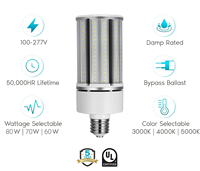 Ampoule LED E27 en forme de maïs, lampe à maïs, 16-24W, puissance sélectionnable, CCT, 100-277V, résistante à l'humidité, 50000H, UL, garantie 5 ans, lampe COB d'intérieur
