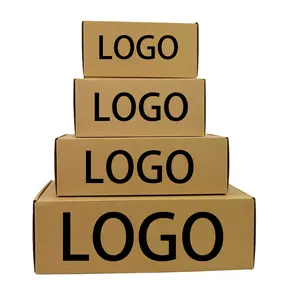 Kotak Surat Bergerak Karton Logo Dicetak Hitam Kertas Karton Kemasan Mailer Kotak dengan Kotak Pengiriman Bergelombang Kustom