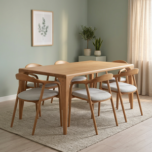 Table à manger en bois moderne, table rectangulaire de cuisine, meubles pour la maison et les restaurants - Product Image 2
