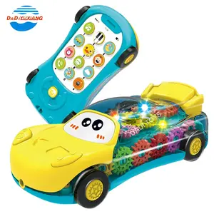 Ponsel edukasi cahaya dan suara terlaris untuk anak-anak, perlengkapan mobil baterai kendaraan sel plastik kartun balap elektronik