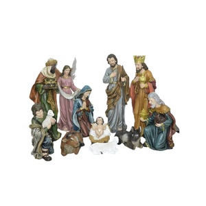 Ensemble de crèche en polyrésine de haute qualité sculpté à la main scène de berceau de <span class=keywords><strong>noël</strong></span> houx famille Sculpture modèle de <span class=keywords><strong>noël</strong></span> religieux en plein air - Product Image 1