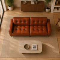 Canapé d'angle en L moderne et personnalisé en cuir véritable marron, écologique, capitonné, avec dossier réglable, rembourrage en mousse, idéal pour hôtels et appartements