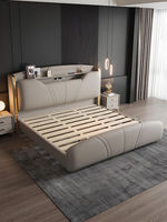 Ensemble de meubles de chambre à coucher luxueux en cuir italien, lit inclinable réglable et confortable