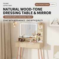 Table de toilette moderne minimaliste Nova avec miroir lumineux, petite coiffeuse avec éclairage LED, grande capacité de rangement pour chambre à coucher