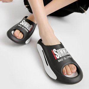 Claquettes EVA à semelle épaisse avec lettrage, rehaussantes, pour l'extérieur, chaussures de plage d'été pour hommes, e-commerce transfrontalier - Product Image 3
