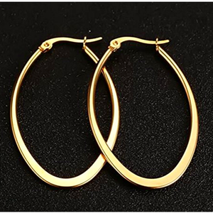 Boucles d'oreilles ovales en or enveloppé de vie Créole fantaisie Or Rose Prévenir les allergies Boucle d'oreille - Product Image 3