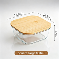 Boîte à lunch carrée en verre de 800 ml, compatible micro-ondes, récipient de conservation des aliments frais, réutilisable, pour le bureau, les voyages et la préparation des repas