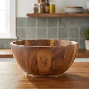 Bol de service en bois poli de style vintage, écologique, modèle NA230 par BS INTERNATIONAL, 0,4 kg, Uttar Pradesh, pour une utilisation à la maison ou lors de fêtes - Product Image 1