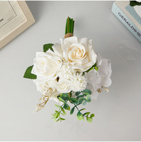 Buket Bunga Mawar Peony Putih Buatan Tiruan Sutra Sentuhan Asli yang Elegan untuk Dekorasi Pesta Pernikahan Dalam atau Luar Ruangan