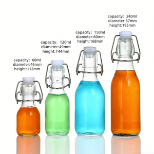 Botellas de Vidrio Cuadradas de 2 oz con Tapa Abatible, Botella de Vidrio con Tapa Abatible para Kombucha, <span class=keywords><strong>Coquito</strong></span>, Jarabe, Extracto de Vainilla, Cerveza, Botellas Herméticas - Product Image 2