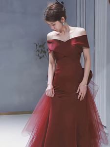 S8576F Tube Top High Quality Fish Tail Tube Top Wrap Waistline Hot Selling Lace Decoration Retro Evening Dress - Product Image 4