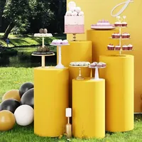 Lot de 3/5 housses cylindriques modernes de luxe en tissu uni pour table à desserts, gâteaux, anniversaires, mariages, bébés, sans flamme