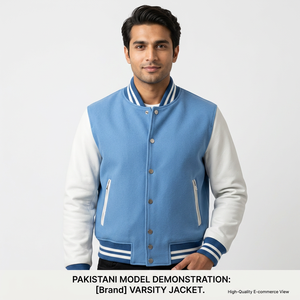 Veste varsity Street Fit pour homme avec col côtelé, manches à ajustement facile et détail discret sur la poitrine pour des sorties décontractées et élégantes. - Product Image 1