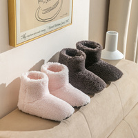 Femme hiver chaud bottes hautes haut peluche bottines intérieur maison coton chaussures pantoufles chaudes