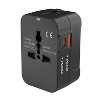 Adaptador de Viaje Universal PD20W QC18W con Protección Contra Sobretensiones, Enchufe de Viaje Mundial con Puertos USB Tipo A y Tipo C para Países de Todo el Mundo
