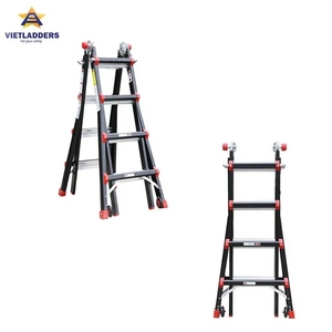 EN131 Modern Durable Multi-Function Aluminum 6063 <b>Step</b> <b>Ladder</b> NVLB-44 Folding Design Smooth Wheels 150kg Load Capacity for - Product Image 3