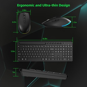 <span class=keywords><strong>Clavier</strong></span> et <span class=keywords><strong>souris</strong></span> sans fil 2,4 G rechargeables, rétroéclairés RGB, silencieux, ergonomiques, ultra-minces, combo 108 touches, <span class=keywords><strong>clavier</strong></span> pleine taille, 1600 DPI - Product Image 6