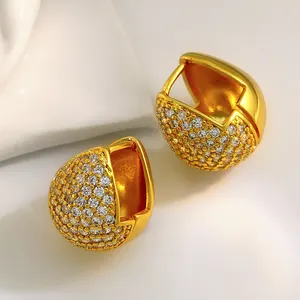 2024 New Arrivals Vintage 18K Gold Plated Oval Shaped Earring Spring Geometric Hoop Earrings For Women