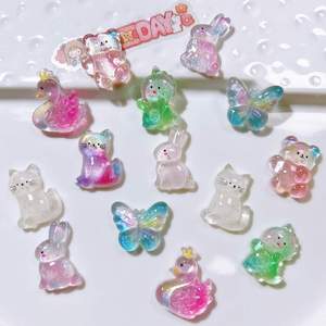 Ciondoli in Resina a Forma di Animali, Cigno, Coniglio, Gattino, Dinosauro con Glitter, Accessori Fai-da-Te - Product Image 5