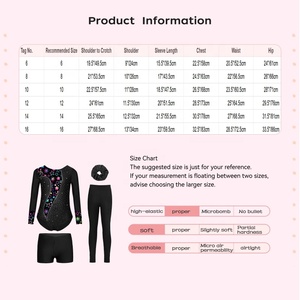 ชุดเต้นรำบอลรูมสำหรับเด็กผู้หญิงอายุ 6-16 ปี ชุดเลโอตาร์ดพร้อมกางเกงขาสั้น สำหรับการฝึกซ้อมยิมนาสติก การแสดงบนเวที และการเต้นรำ - Product Image 6