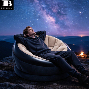 <span class=keywords><strong>Fauteuil</strong></span> <span class=keywords><strong>gonflable</strong></span> floqué haut de gamme, <span class=keywords><strong>fauteuil</strong></span> lounge rond Empire avec base imperméable pour la relaxation intérieure et extérieure - Product Image 2