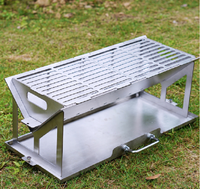 Poêle à bois de camping extérieur en acier inoxydable Portable BBQ Grill Type de carte Pliant Poêle à bois Taille moyenne