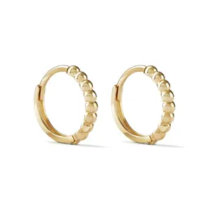 Milskye Latest Design Simple Jewelry 18K Gold Plated Silver 925 Beaded Hoop Earrings