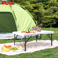 Table pliante WOQI en fer, pliable en deux, table de salle à manger utilitaire, portable, avec poignée de transport, pour intérieur, extérieur, pique-nique, camping, fête