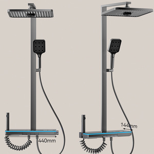 Zhengba 4151 <b>Square</b> Overhead <b>Shower</b> Set Modern Minimalist Rain <b>Shower</b> With Digital Display Led Illuminated Massage Bubble - Product Image 2
