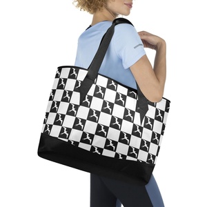 Hawaii Checkered Black White Large Insulated Beach Tote Cooler Bag Iwa Birds Insulated Grocery Shopping Bags with Zipper Top - Product Image 6