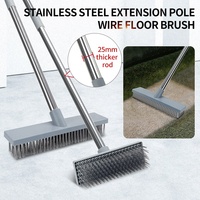 Brosse à récurer le sol en acier inoxydable pour l'industrie et le bricolage, pour le nettoyage des murs de douche, des terrasses, des baignoires et des carreaux