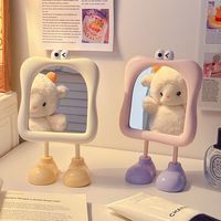 Miroir de maquillage sur pied mignon, miroir de courtoisie portable HD pour chambre à coucher, dortoir, coiffeuse