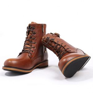 Nouvelles bottes pour hommes de style britannique rétro d'hiver à bout rond - en cuir véritable - bottes tendance et élégantes pour le travail - Product Image 3