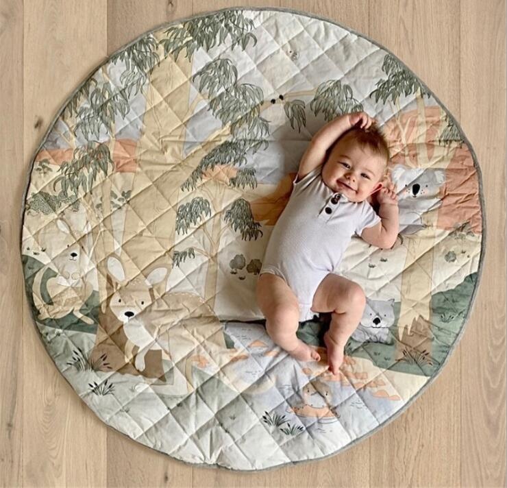 Роскошные стеганые игровые коврики для младенцев и детей, игровой коврик для ползания, круглые коврики из хлопка, можно стирать в машине