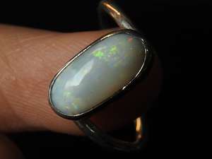 Australian Solid <b>Opal</b> Classic Wedding <b>Ring</b>-<b>Silver</b> Prong Setting-Multi Fire 12x6mm-October Birthstone-5 US Size-Handmade Gift - Product Image 2