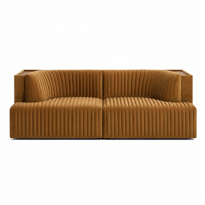 Divano Moderno di Lusso <span class=keywords><strong>80</strong></span>" in Velluto Ruggine con Cannele Verticali, Divano Scultoreo per Progetti Villa e Hotel - Produttore OEM/ODM - Product Image 3